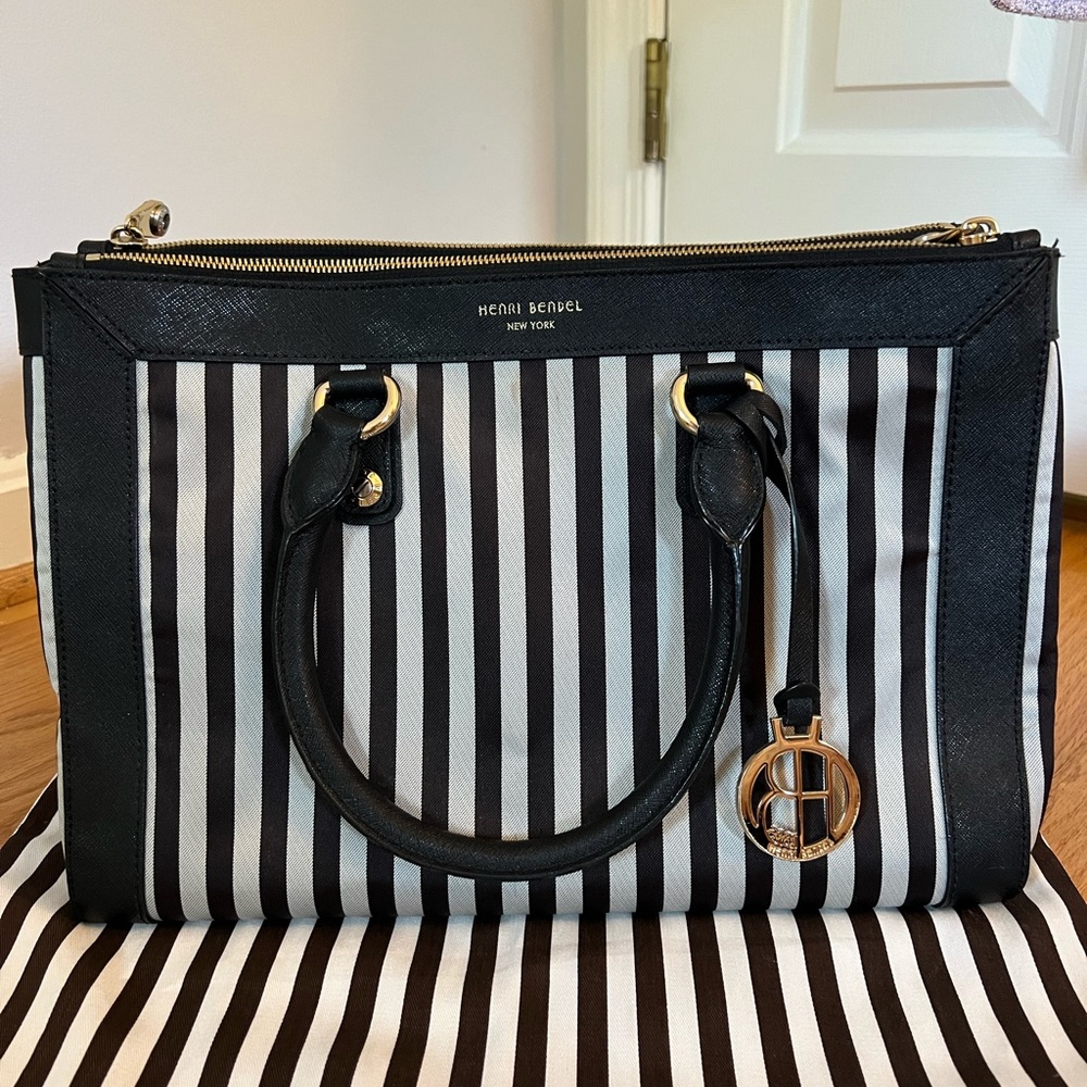 Henri Bendel Miss Bendel Striped Caryall Bag